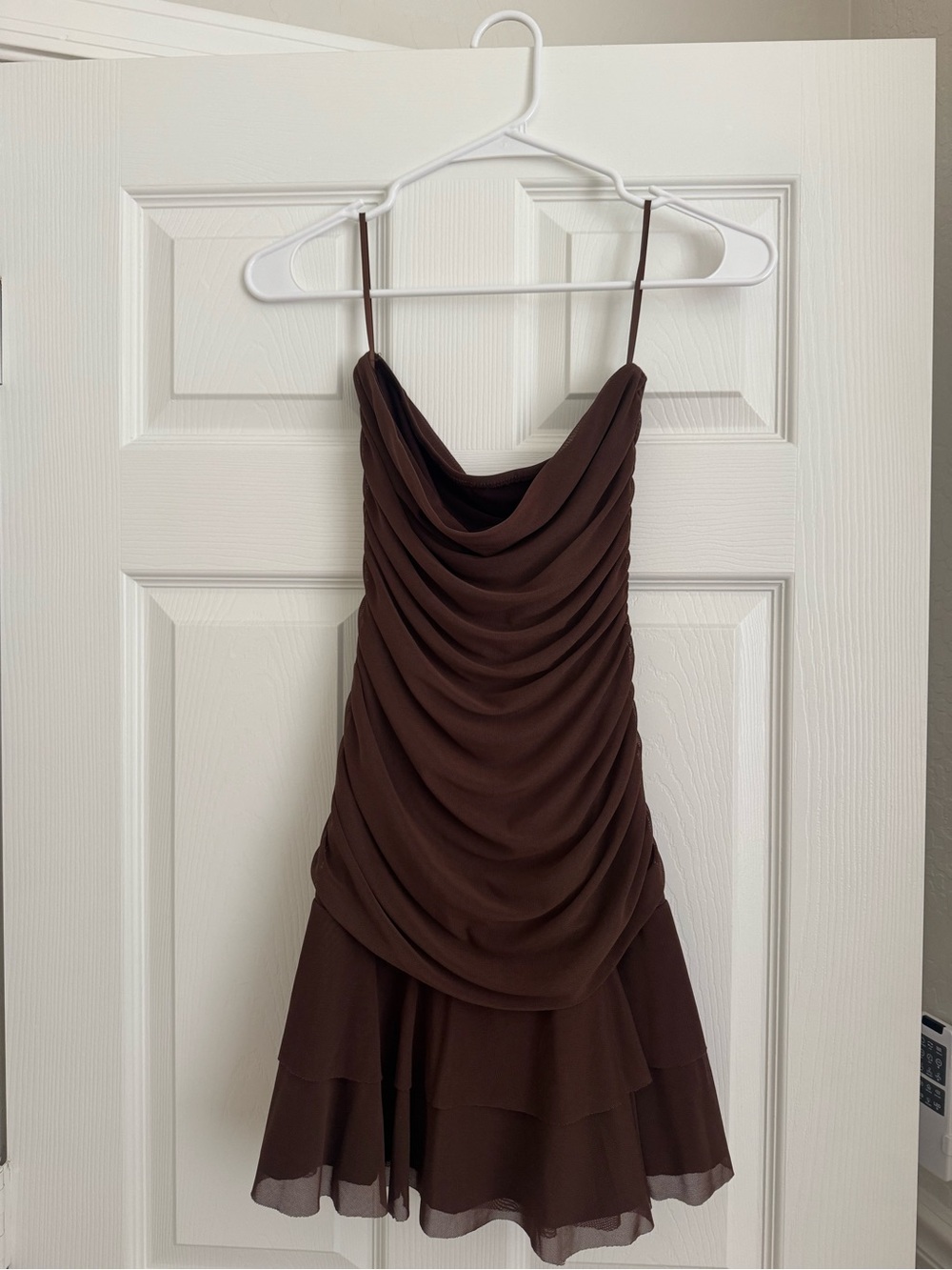 Brown Strapless Mini Dress
